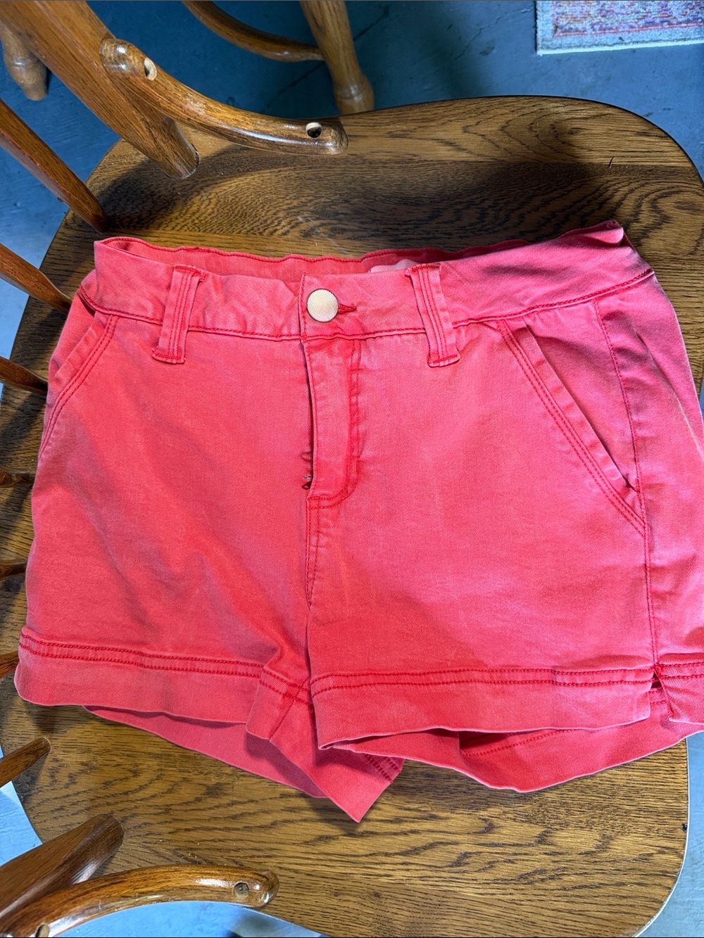 BKE Coral-Red Denim Shorts